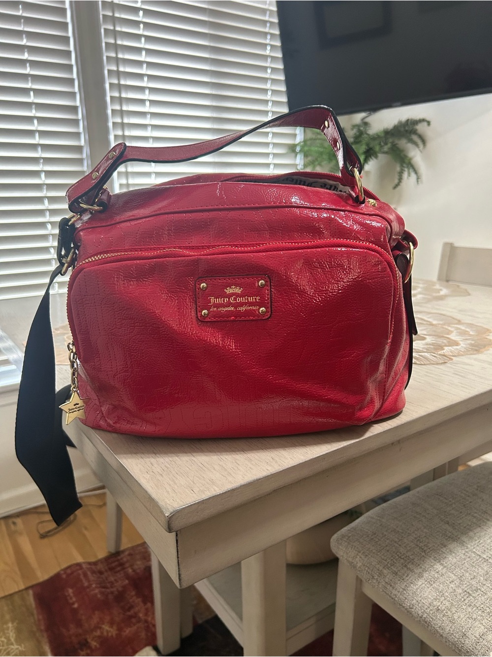 Juicy Couture Red Patent Large Satchel Shoulder Crossbody Bag